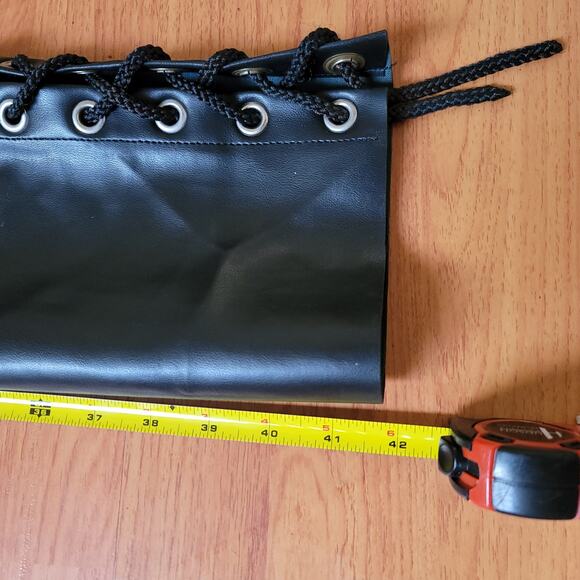 Vintage 1990 Vinyl HOT Motorcycle Chaps Women Sexy Fetish LGBTQ OS Adjusts Black - Picture 13 of 16